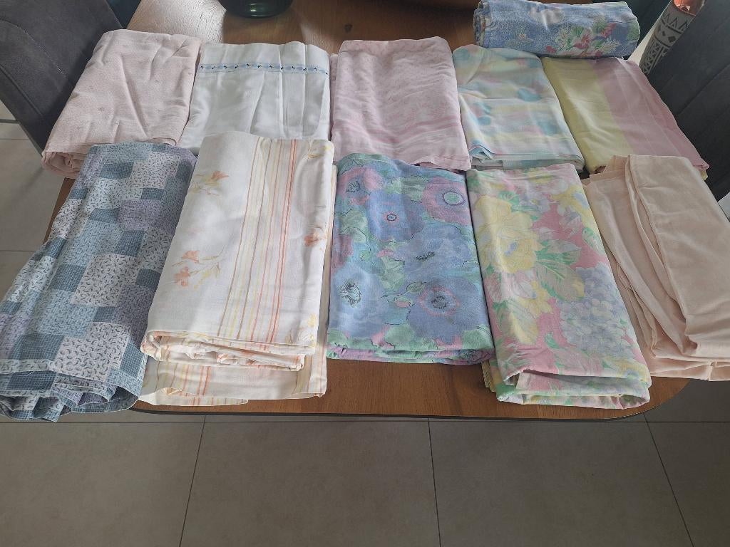 Lot de draps de lit 2 personnes 12 pces, Enlèvement ou Envoi, Autres couleurs, Utilisé, Autres types