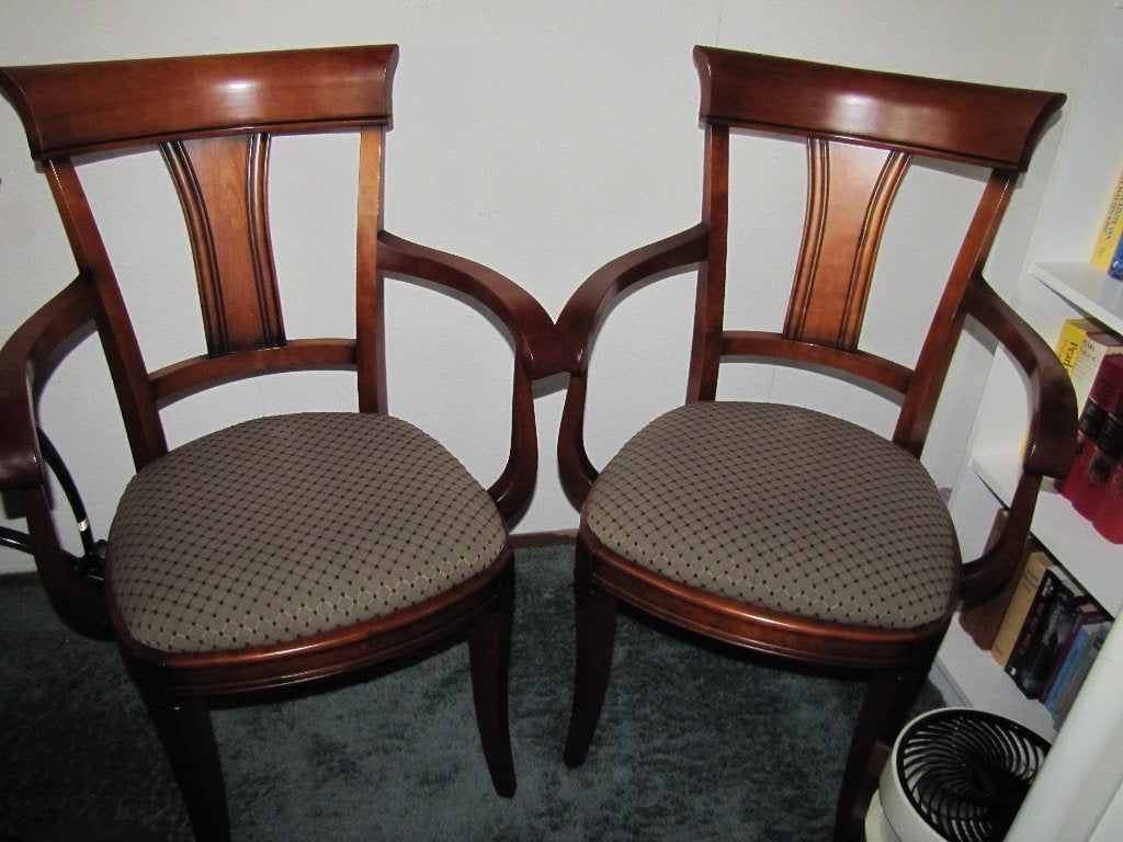 set van twee klassieke armstoelen, Maison & Meubles, Chaises, Klassiek, Bois, Comme neuf, Enlèvement