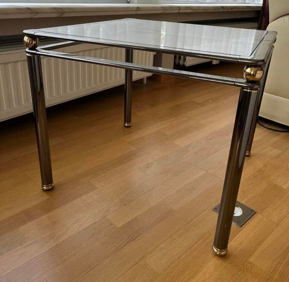 2 bijzettafeltjes (60 x 60), Ophalen, Zo goed als nieuw, Glas