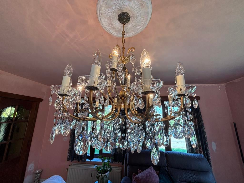 Handgemaakte kristal Hanglamp, Antiek en Kunst, Antiek | Verlichting, Ophalen