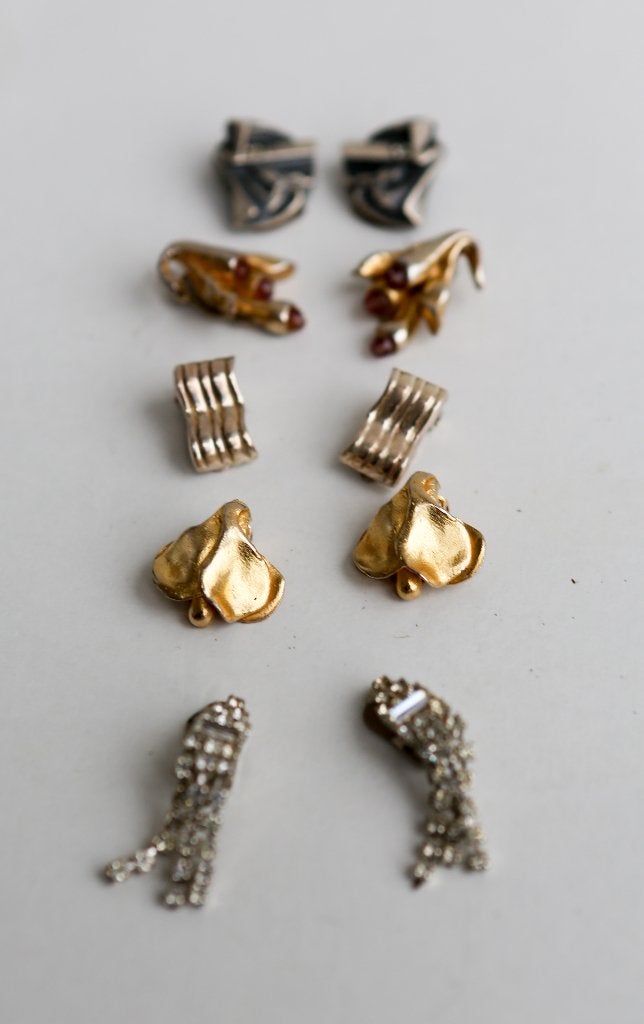 Lot de 5 paires de boucles d'oreilles clips, Bijoux, Sacs & Beauté, Enlèvement ou Envoi, Comme neuf, Autres couleurs, Autres matériaux