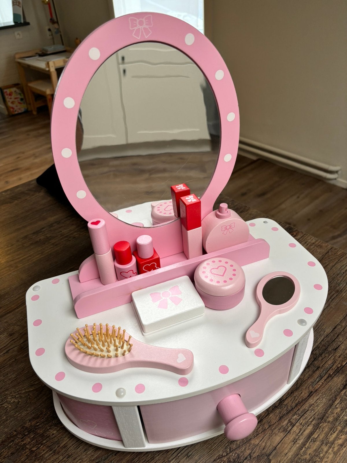 Make-up tafel - hout - incl 9 accessoires, Kinderen en Baby's, Ophalen, Zo goed als nieuw
