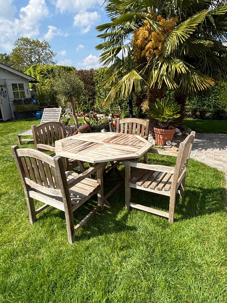 Tuinmeubelen teak, Ophalen, 4 zitplaatsen, Gebruikt, Teakhout