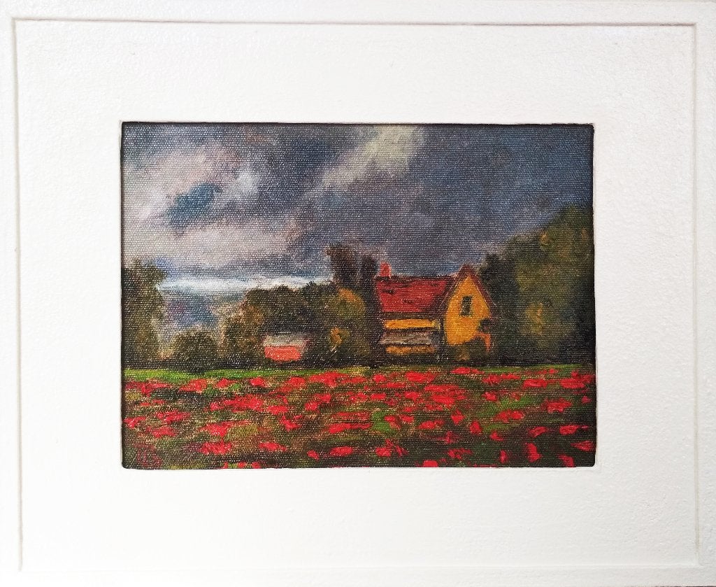 « Maison dans les bois », Antiquités & Art, Art | Peinture | Moderne, Textile, Peinture à l'huile, Paysage, Passe-partout