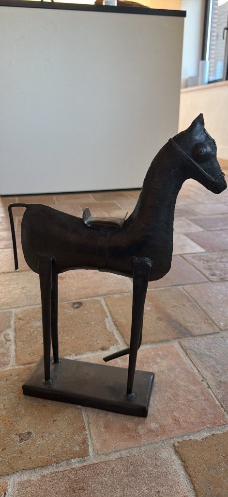 Prachtig Vintage Plaatmetalen Paard Sculptuur, Verzamelen, Ophalen of Verzenden, Zo goed als nieuw, Dier