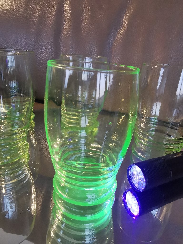 5 uranium glazen, Antiek en Kunst, Ophalen of Verzenden
