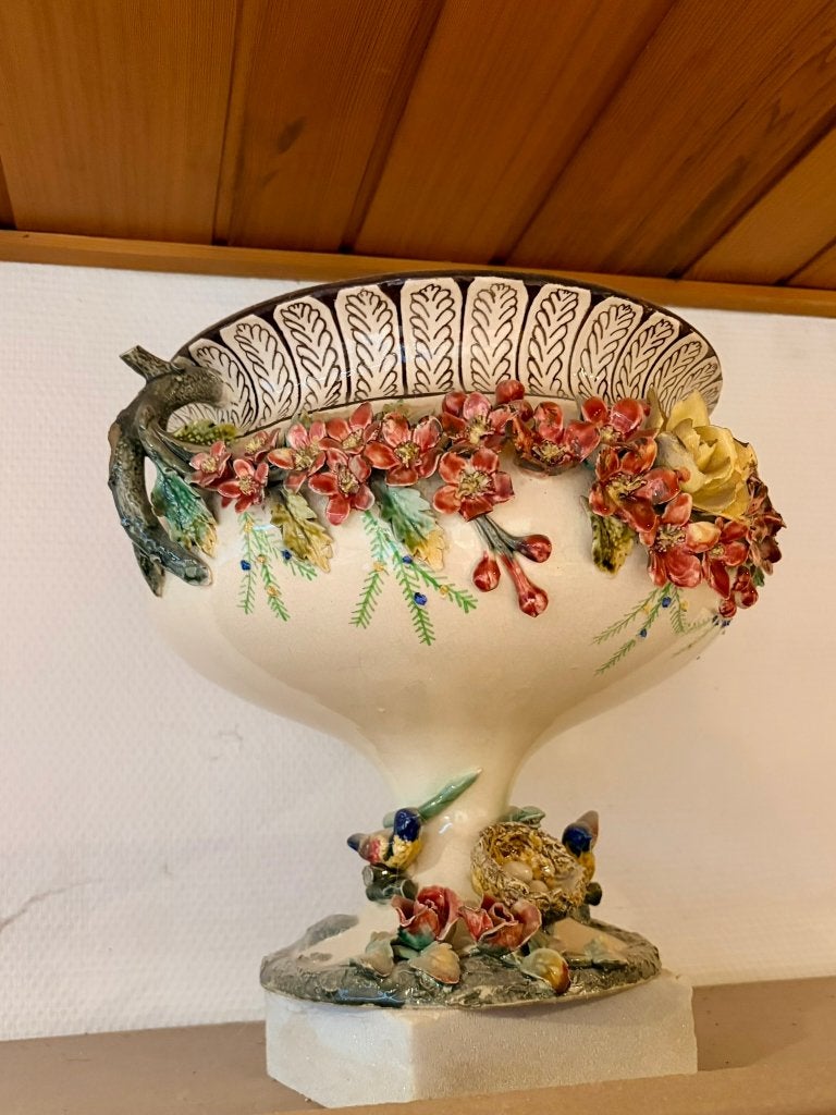 Sierlijke decoratieve fruitschaal met bloemen en vogels, Huis en Inrichting, Woonaccessoires | Schalen en Manden, Ophalen, Gebruikt