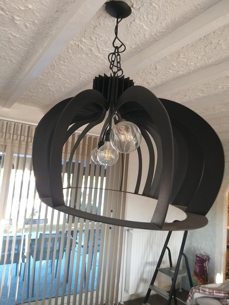 Zwarte luster 1m40l 86H, Huis en Inrichting, Lampen | Kroonluchters, Ophalen