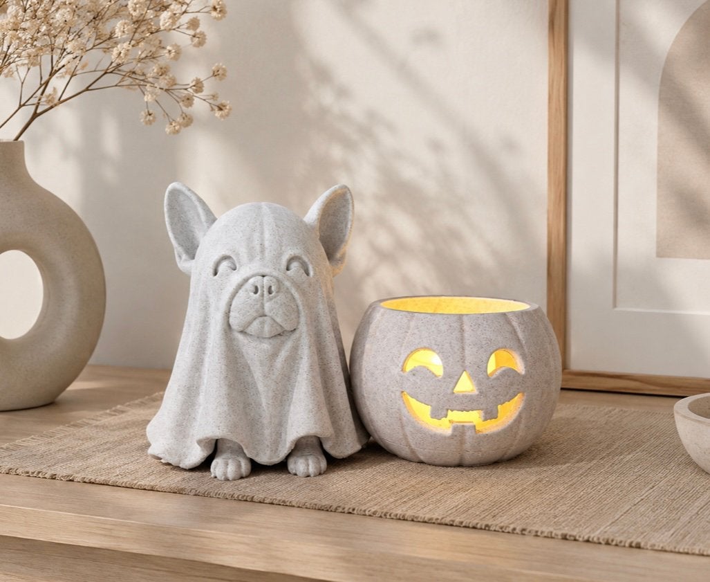 Franse Bulldog spookje led theelichthouder, Ophalen of Verzenden, Nieuw