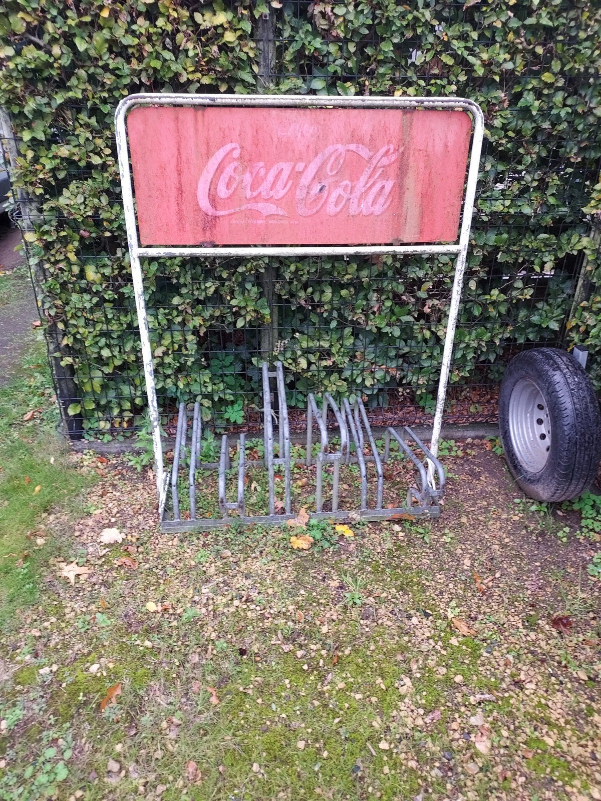reclame plaat fietsrek Coca-Cola, Verzamelen, Ophalen, Gebruikt