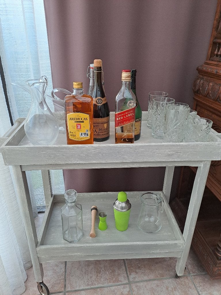 joli chariot de service sur roulettes, Vintage, Enlèvement, Utilisé, Bois