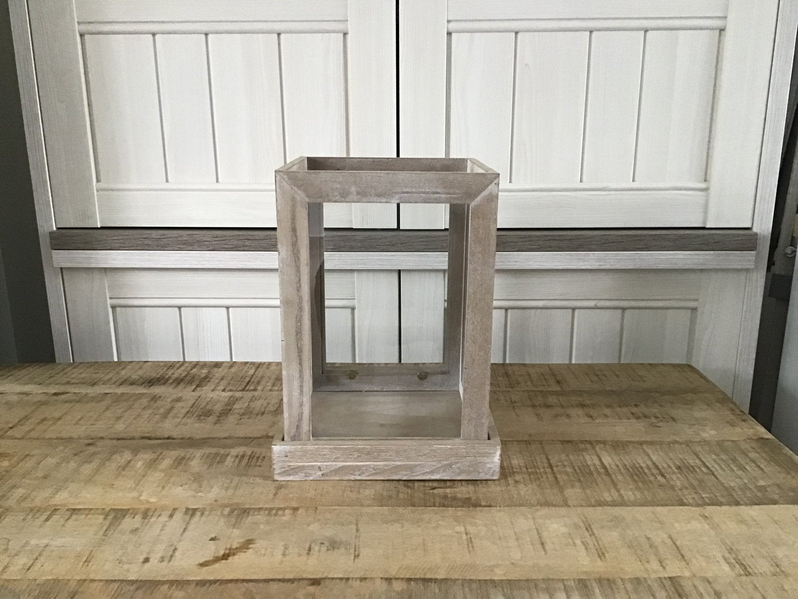 Vierkante stolp in glas en hout, Verre, Enlèvement, Comme neuf