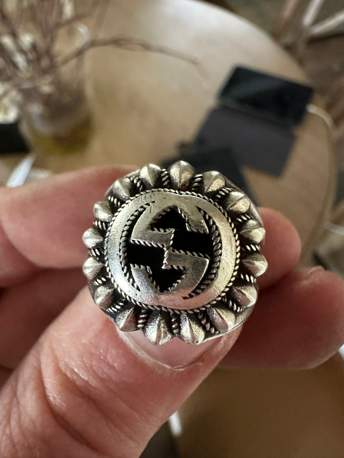 Zilveren Ring Gucci (Origineel), Handtassen en Accessoires, Ringen, Ophalen, Zo goed als nieuw, Zilver