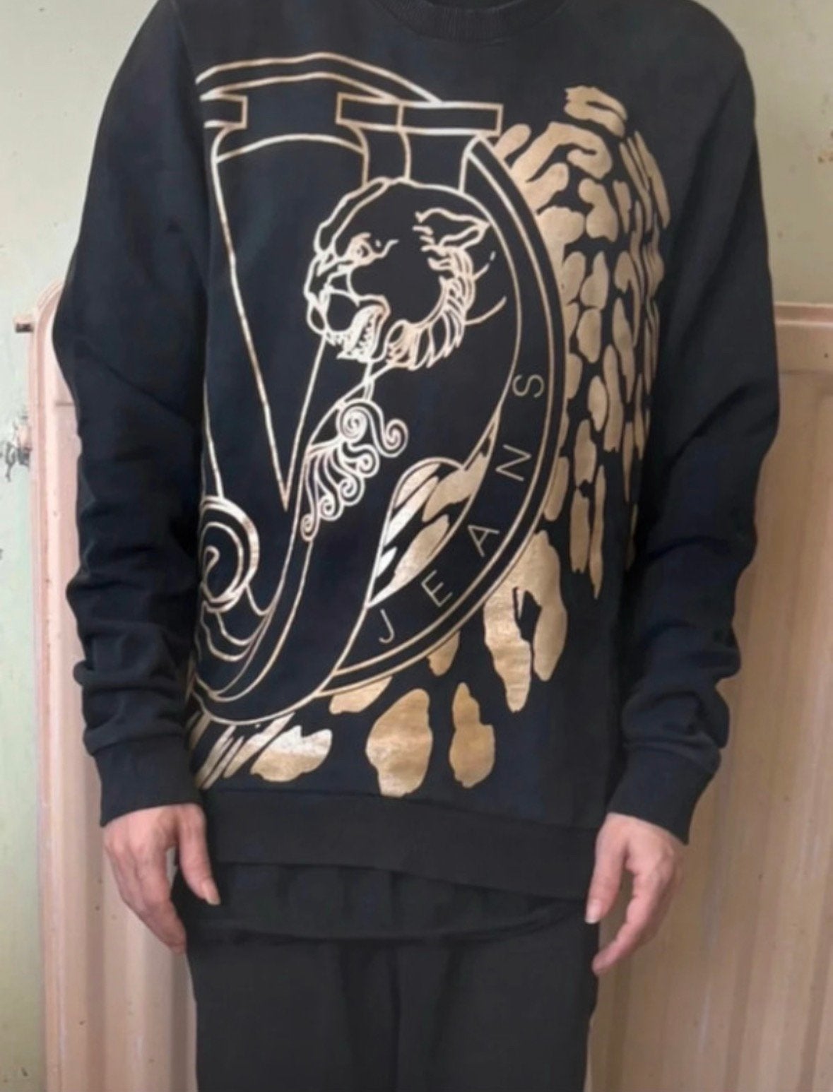 Versace Jeans Couture Sweatshirt Noir & Or, Enlèvement ou Envoi, Porté, Taille 46 (S) ou plus petite, Doré