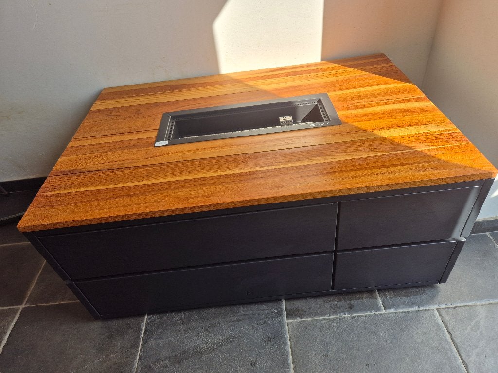 Cosipure vuurtafel 120 teak + cosi straight glass set, Tuin en Terras, Vuurtafels, Ophalen, Nieuw