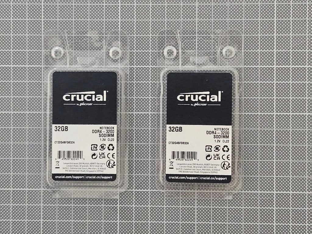 Crucial RAM 64Gb (2x32gb) DDR4-3200, Computers en Software, DDR4, Ophalen of Verzenden, Zo goed als nieuw, 64 GB
