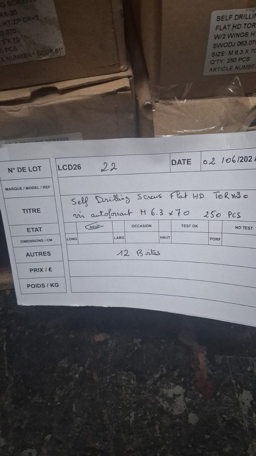 Vis autoforeuses tête fraisée TORX30 M6,3 x 70 mm, 12 boites