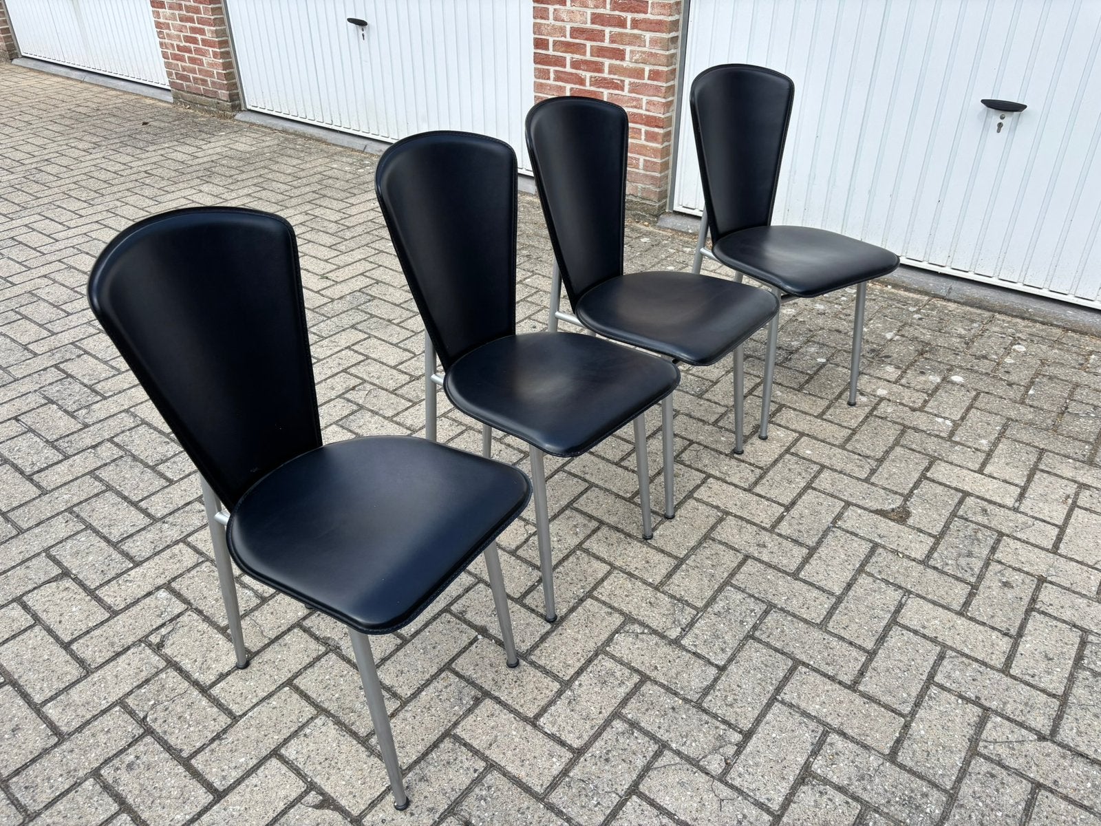 🇮🇹 Italiaanse vintage design stoelen 💚🤍❤️, Ophalen, Gebruikt, Wit, Leer