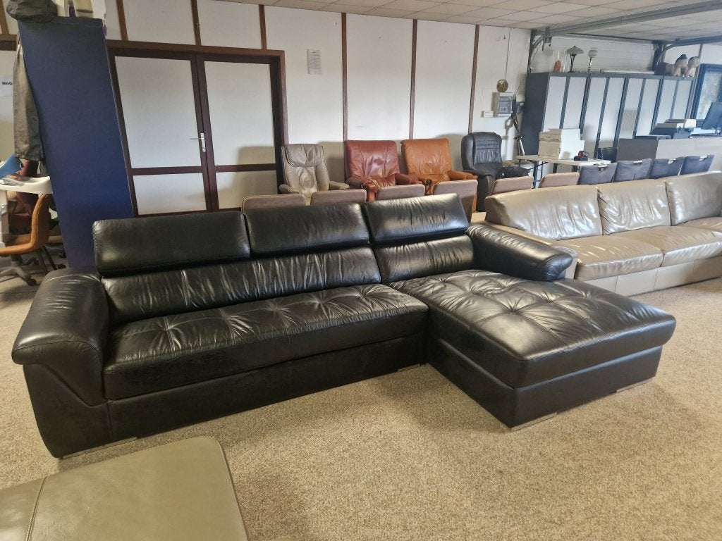 ZWARTE HOEKSALON AFM 300 X 170, Ophalen, Gebruikt, Leer
