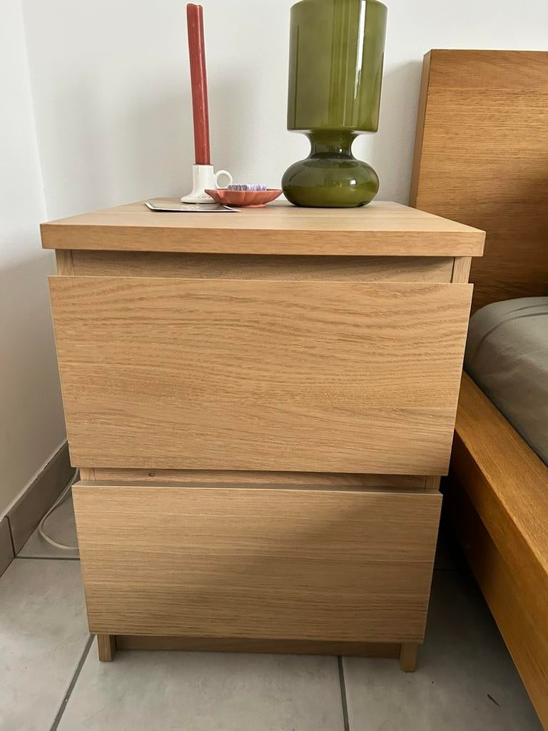 Nachtkastje malm, Huis en Inrichting, Slaapkamer | Nachtkastjes, Ophalen, Gebruikt, Minder dan 45 cm, Minder dan 55 cm
