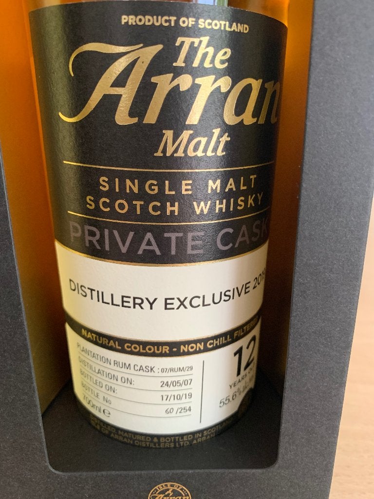 Whisky Arran private cask plantation rum, Collections, Vins, Enlèvement, Neuf, Pleine