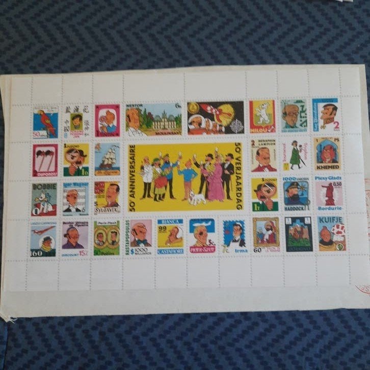 TINTIN * 50 ANS DE TINTIN * 2 FEUILLES DE TIMBRES * MENTHE *, Enlèvement, Tintin, Neuf, Autres types
