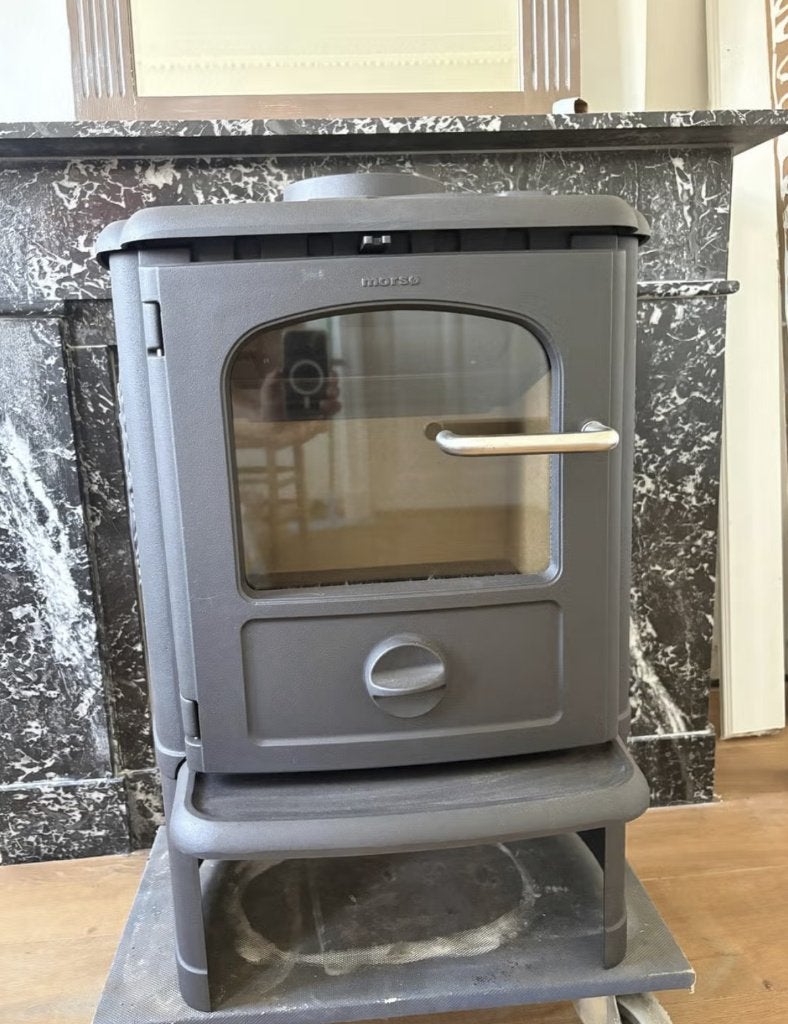 Morsø Houtkachel 3140 - Klassiek design met eekhoorn reliëf, Ophalen, Houtkachel, Zo goed als nieuw, Vrijstaand