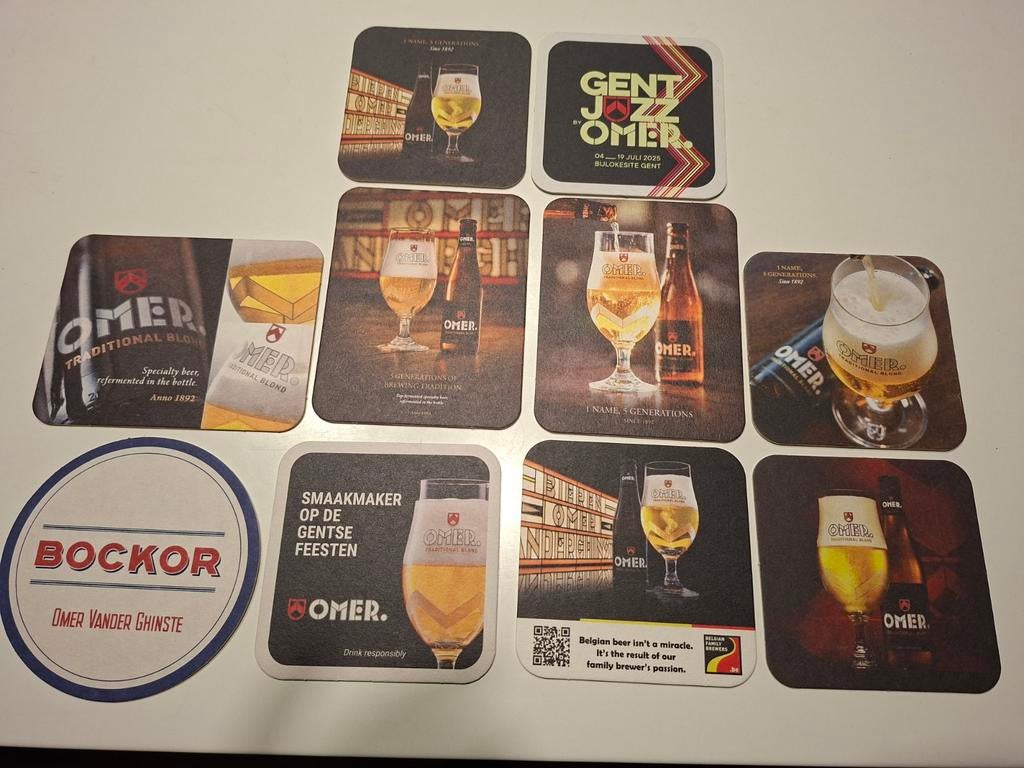 10 sous-verres à bière Omer différents | Soirées à Gand | Ga, Enlèvement ou Envoi
