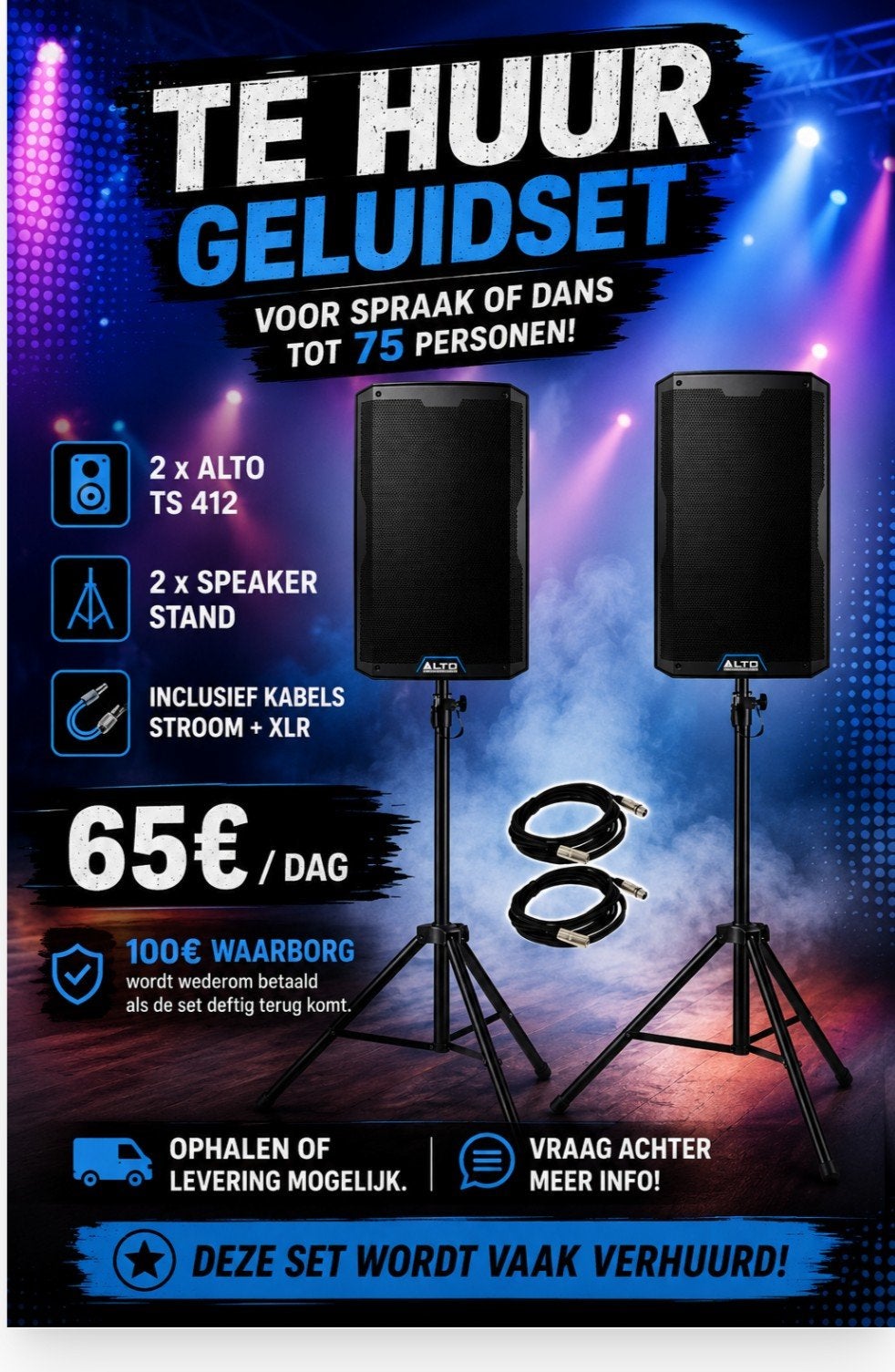 Te Huur geluidset voor spraak en dans, Ophalen, Nieuw