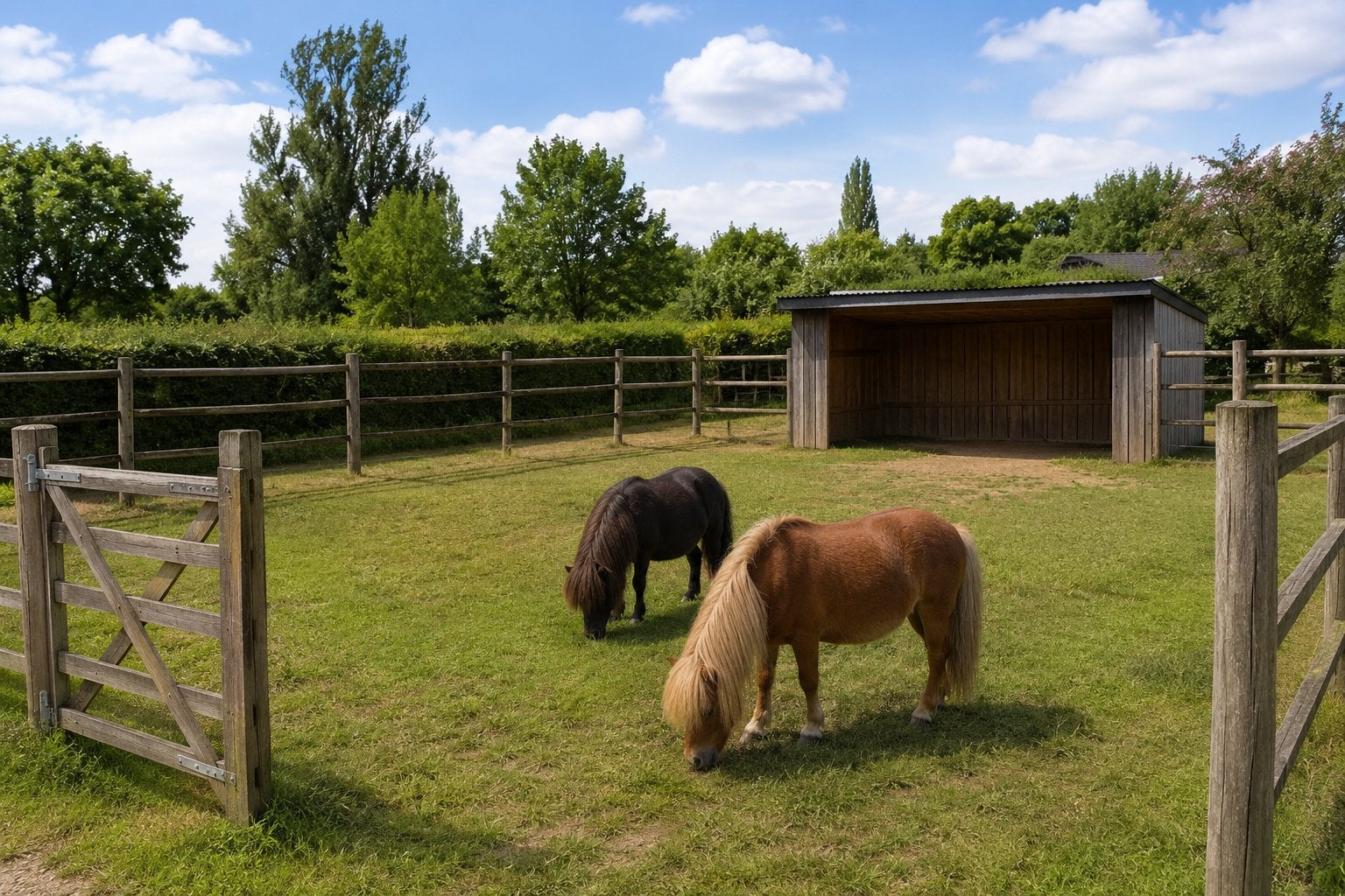 TE KOOP GEZOCHT – Grondje/Paddock in Lille 2275, Weidegang, 2 of 3 paarden of pony's