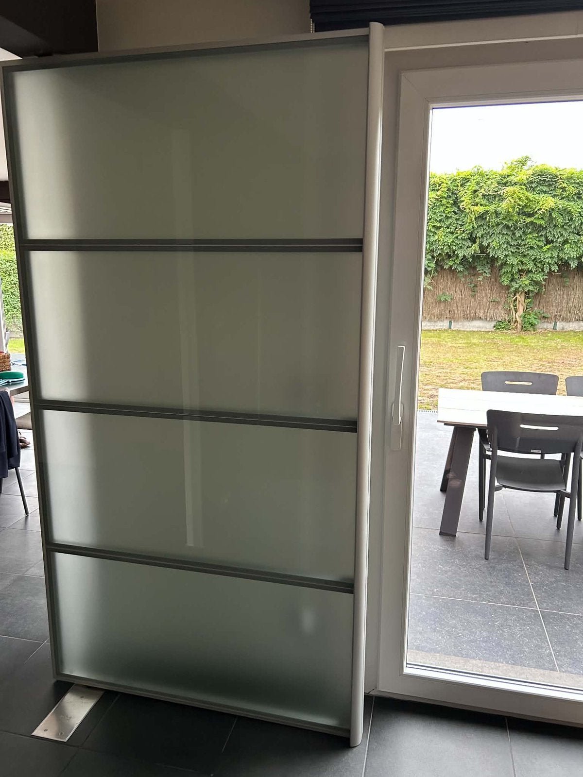 Pivoterende glazen deur - aluminium, Ophalen, 100 tot 120 cm, Binnendeur, 200 tot 215 cm