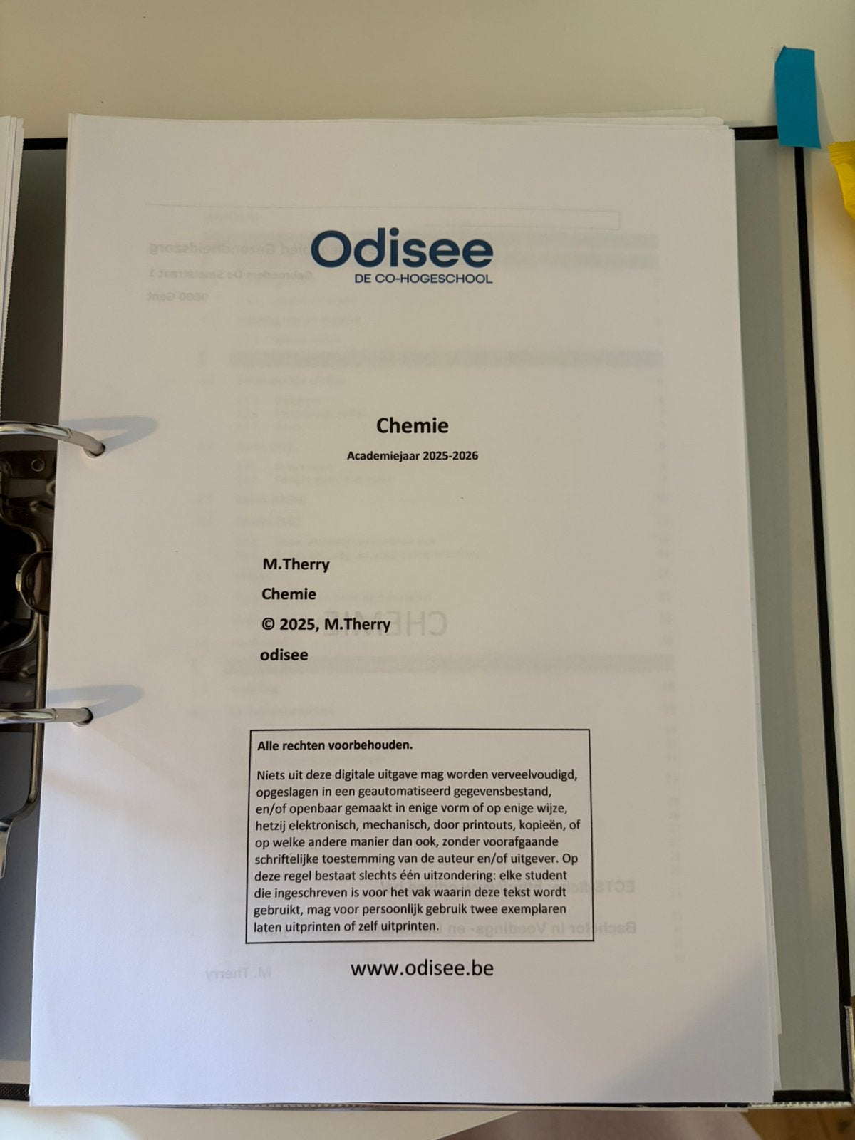 Chemie cursus odisee, Boeken, Ophalen, Zo goed als nieuw