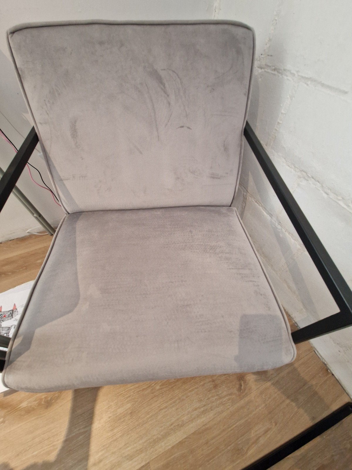 fauteuil gris design industriel pied métal noir, Ophalen, Zo goed als nieuw, Grijs, Metaal