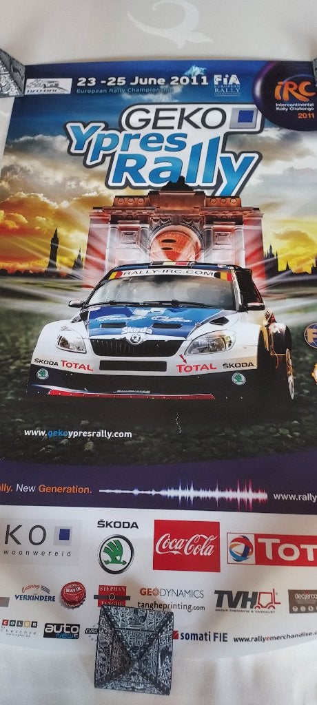 oude affiche "Geko Ypres Rally 2011", Verzamelen, Posters, Verzenden, Zo goed als nieuw, Sport