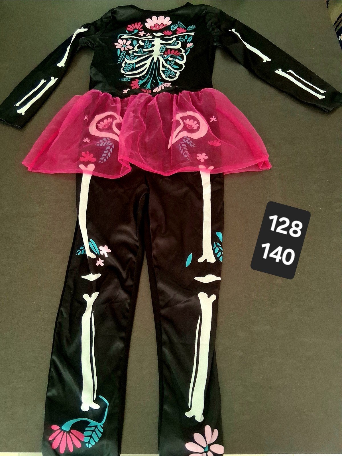 Verkleedkledij pak skelet Halloween maat 128 140, Kinderen en Baby's, Ophalen of Verzenden