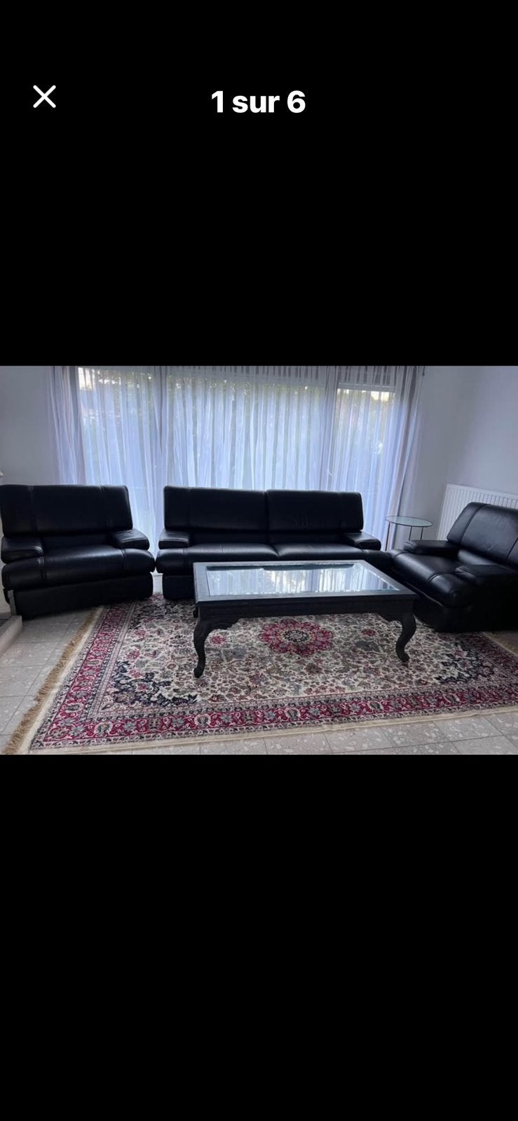 Salon 3,1,1 véritable cuir avec quelques  griffes, Maison & Meubles, Enlèvement, Utilisé, Classique