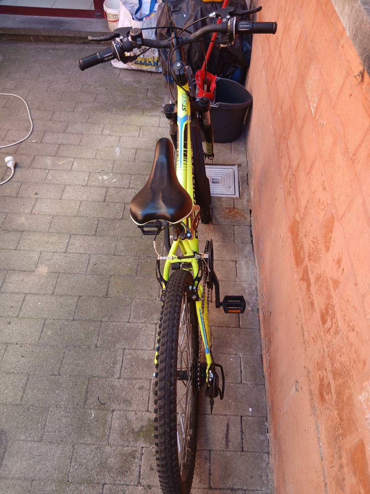 rockrider fluo groen 24inch, Fietsen en Brommers, Ophalen, Velgrem, Rockrider, Handrem