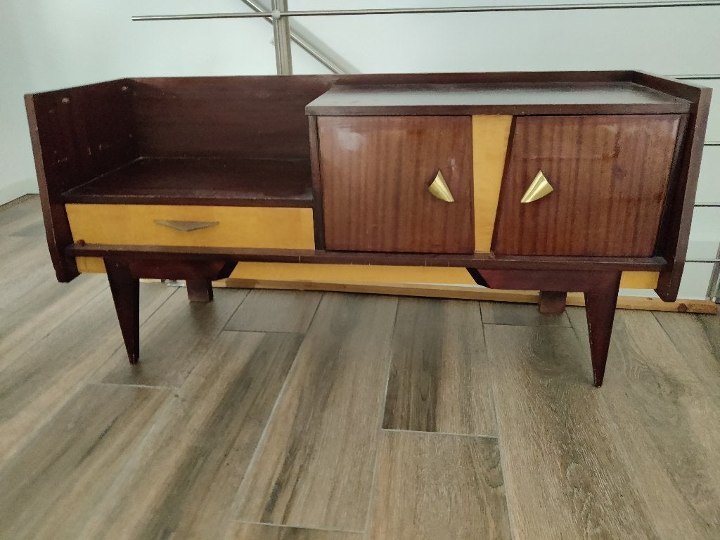 Vintage Mid-Century kaptafel / dressoir triptiek spiegel, Ophalen
