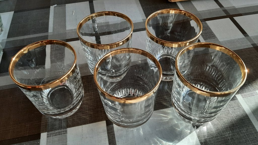 5 whisky glazen gouden randje, Ophalen