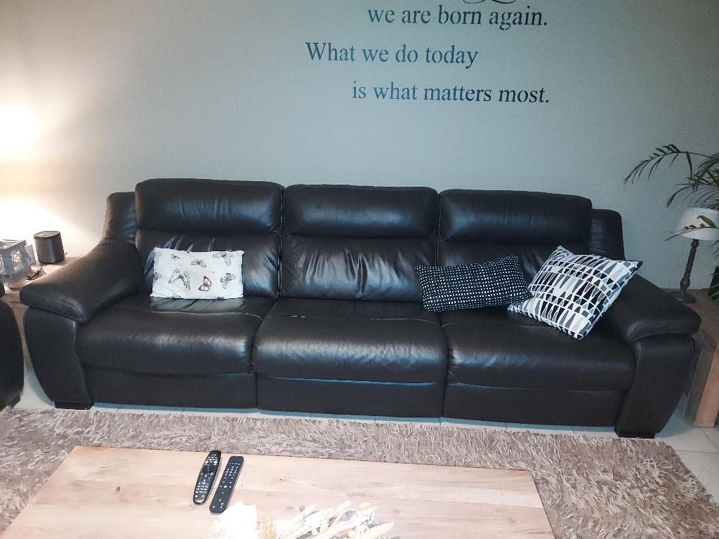 Lederen salon, Ophalen, Zo goed als nieuw, Leer