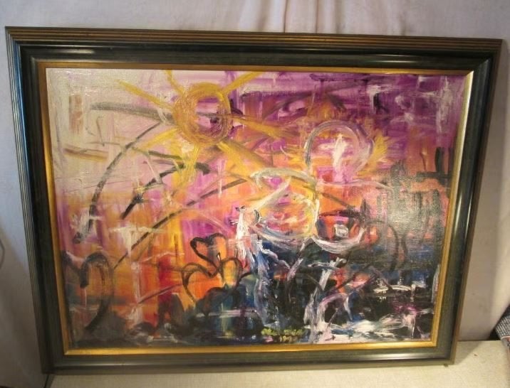 Mooi Abstract Geschilderd Werk 'Grote Chaos' - gesigneerd, Ophalen of Verzenden