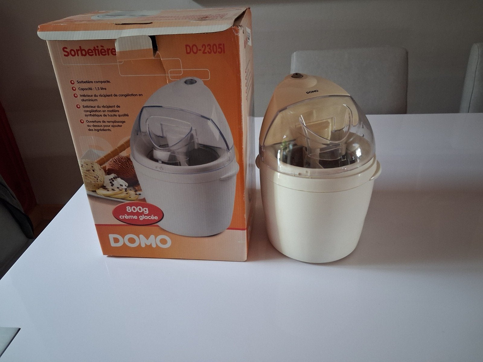 Sorbetière Domo DO2305I 1,5L avec boîte d'origine, Enlèvement