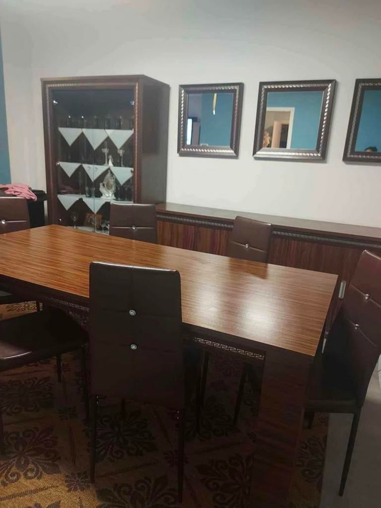 Eetafel Versace bruin zonder stolen complet, Huis en Inrichting, Ophalen