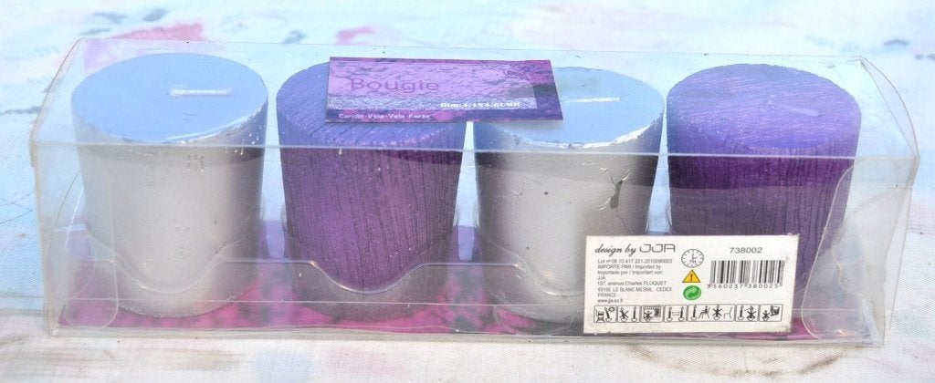 lot de 4 bougies grise et mauve, Enlèvement ou Envoi, Neuf, Bougie