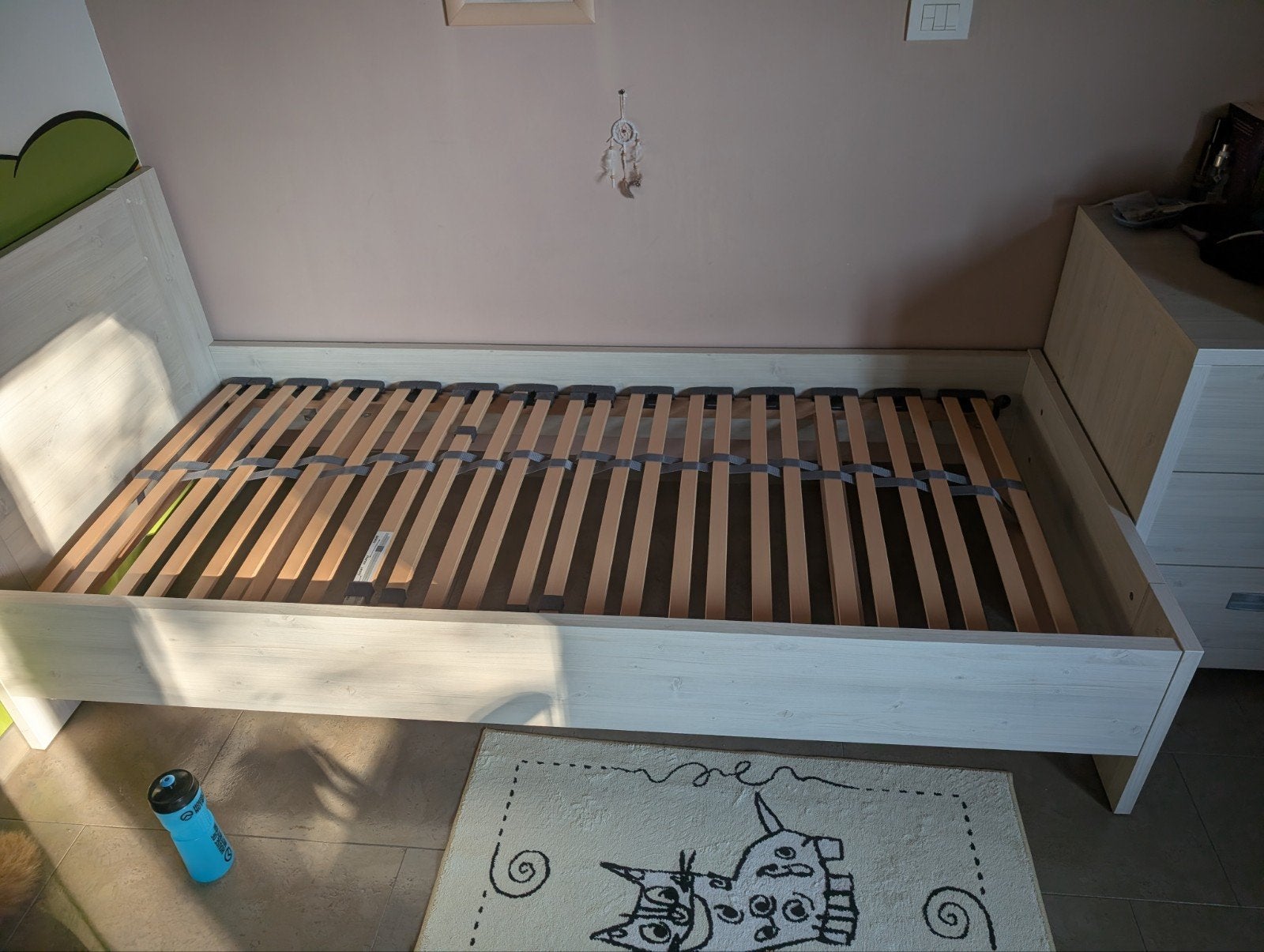 bed 200x90 wandkast en nachtkastje, Ophalen, Gebruikt, 90 cm, Eenpersoons