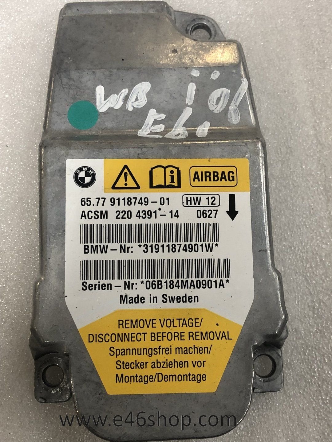 AIRBAG MODULE BMW 5 SERIE E60 E61 OE 9118749, -, Utilisé, -, Enlèvement ou Envoi