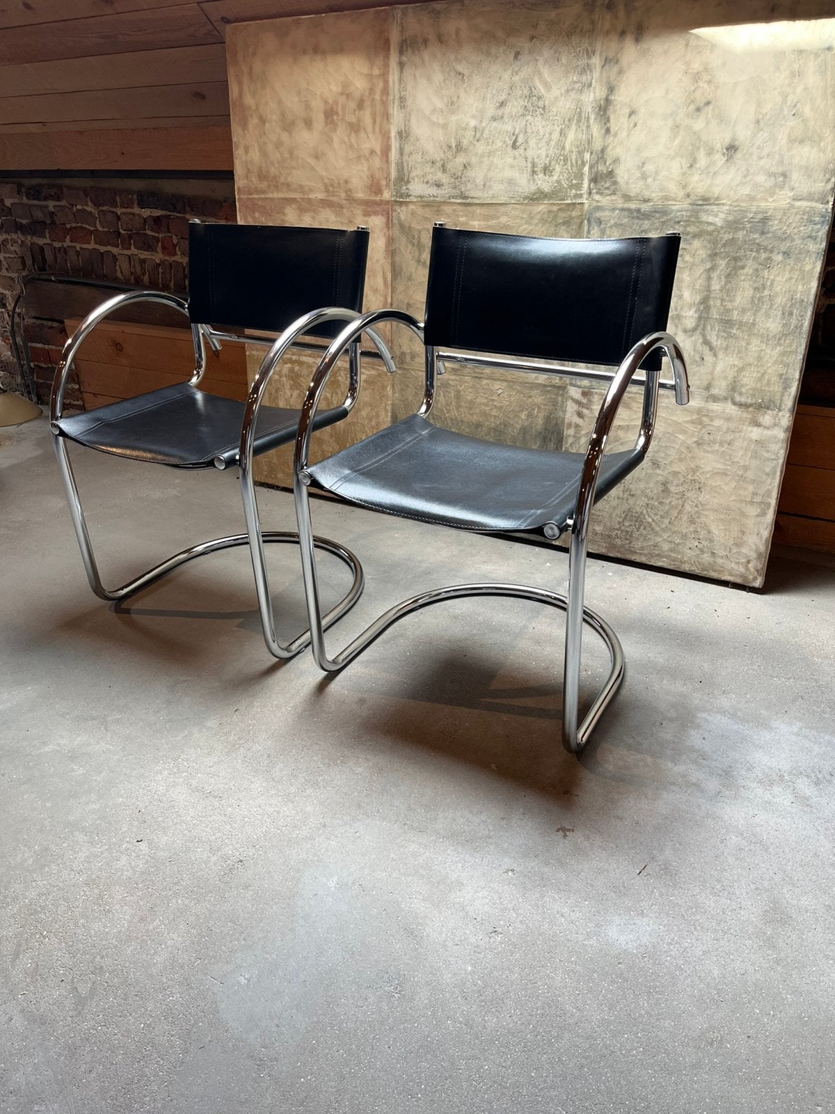 Vintage bauhaus buisframe stoelen, Ophalen, Gebruikt, Twee, Zwart
