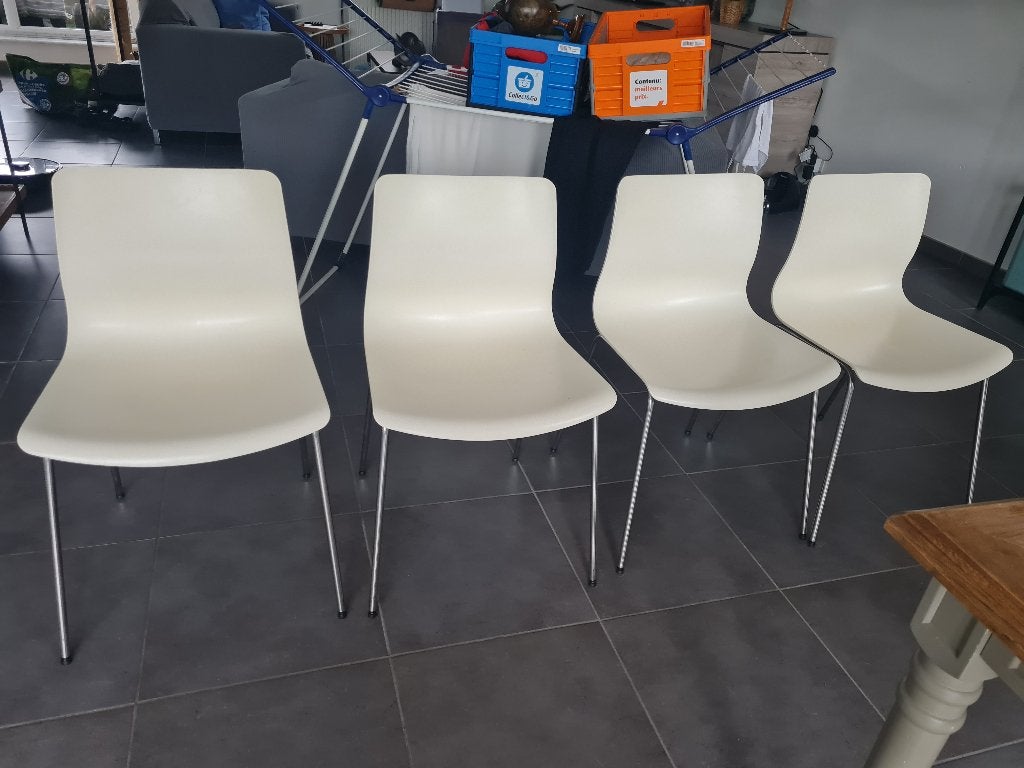 4 witte stoelen, Huis en Inrichting, Stoelen, Ophalen, Gebruikt, Wit, Vier