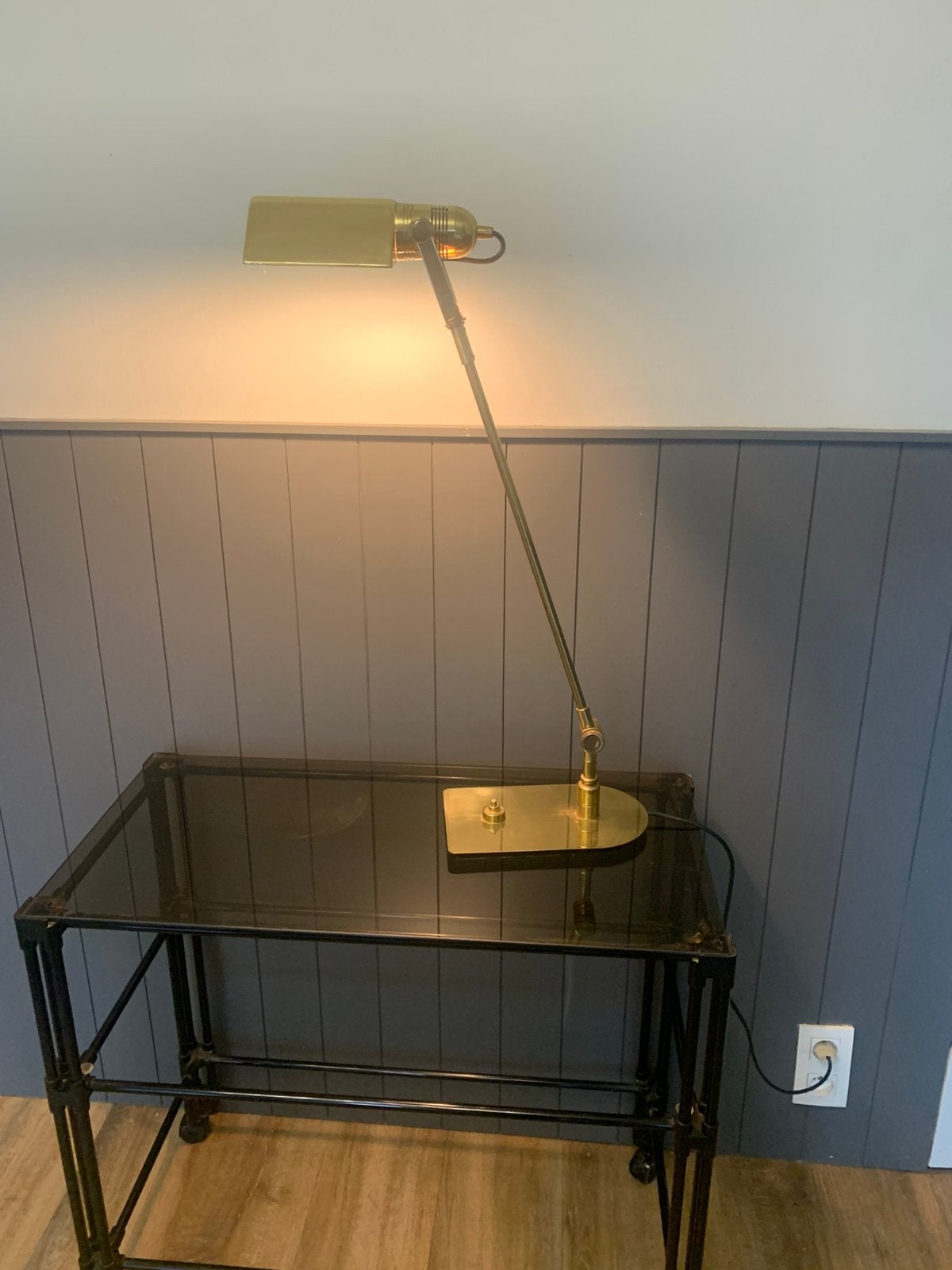 Vintage lamp, Ophalen, 45 cm, Bankierslamp, Gebruikt