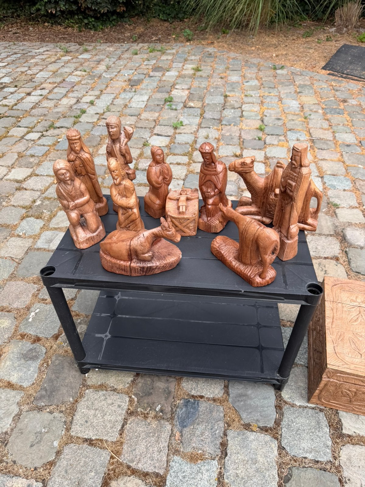 Kerst stal beelden vintage uit mahonie hout, Diversen, Ophalen, Zo goed als nieuw